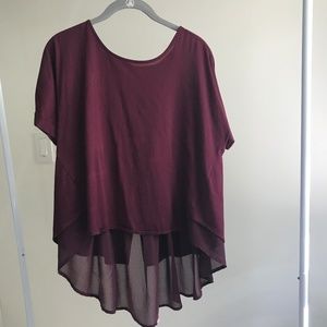 Anthropologie eri + ali Hi Lo Tee Chiffon Trim
